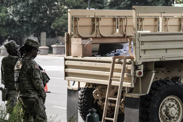 Washington marks one year since National Guard deployment WASHINGTON, UNITED STATES - AUGUST 16: National Guard troops patrol along Constitution Avenue between the White House and the National Mall in Washington, United States, on August 16, 2026, marking the first anniversary of President Donald Trump’s deployment of National Guard forces to the city. Hasan Akbas Anadolu Washington United States. Editorial use only. Please get in touch for any other usage.  Copyright: x2026xAnadoluxHasanxAkbasx