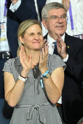 Aachen, Hauptstadion, 15.08.26, GER, FEI World Championships Aachen 2026, Lindt-Preis, Grand Prix Freestyle Dressur Bild: v.li. IOC-Praesidentin Kirsty COVENTRY und ihr Vorgaenger Dr. Thomas BACH Nordrhein-Westfalen Deutschland *** Aachen, Main Stadium, August 15, 2026, GER, FEI World Championships Aachen 2026, Lindt Prize, Grand Prix Freestyle Dressage. Pictured from left: IOC President Kirsty COVENTRY and her predecessor, Dr. Thomas BACH, North Rhine-Westphalia, Germany