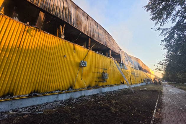 RUSSIA, DONETSK PEOPLE S REPUBLIC - AUGUST 16, 2026: A view of the damaged Galaktika shopping centre after a Ukrainian drone tack. Dmitry Yagodkin TASS  96249313