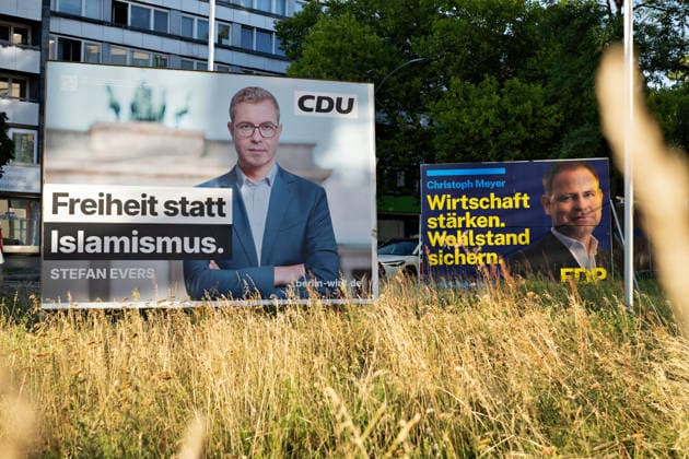Berlin,14.08.2026,Wahlplakat der Partei CDU Stefan Evers zur Wahl zum 20.Abgeordnetenhaus von Berlin sowie zu den Bezirksverordnetenversammlungen am 20.09.2026. *** Berlin, August 14, 2026—Election poster for Stefan Evers of the CDU party for the election to the 20th Berlin House of Representatives and the district councils on September 20, 2026