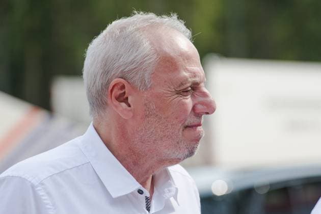 Liege province governor Herve Jamar visits the site as a fire rages in the Hautes Fagnes (High Fens) nature reserve, on Sunday 16 August 2026 in Waimes. The fire started on August 14th and 2700 hectares (on a total of 4500) are impacted.  NICOLASxLAMBERT 183534409