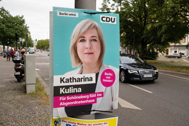 Berlin,16.08.2026,ein Wahlplakat der Partei CDU Katharina Kulinarisch zur Wahl zum 20.Abgeordnetenhaus von Berlin sowie zu den Bezirksverordnetenversammlungen am 20.09.2026. *** Berlin, August 16, 2026: An election poster for the CDU Katharina Kulinarisch party for the election to the 20th Berlin House of Representatives and the district councils on September 20, 2026