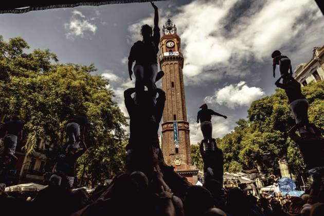 August 16, 2026, Barcelona, Catalonia, Spain: Members of the Castellers de la Vila de Gracia build human pillars during the Festa Major de Gro cia. Barcelona Spain - ZUMAo105 20260816_fap_o105_024 Copyright: xMatthiasxOesterlex
