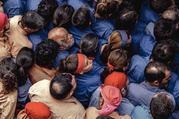 August 16, 2026, Barcelona, Catalonia, Spain: Members of the Castellers de la Vila de Gracia gather to form the pinya , the base that supports a human tower, during the Festa Major de Gro cia. Barcelona Spain - ZUMAo105 20260816_fap_o105_040 Copyright: xMatthiasxOesterlex