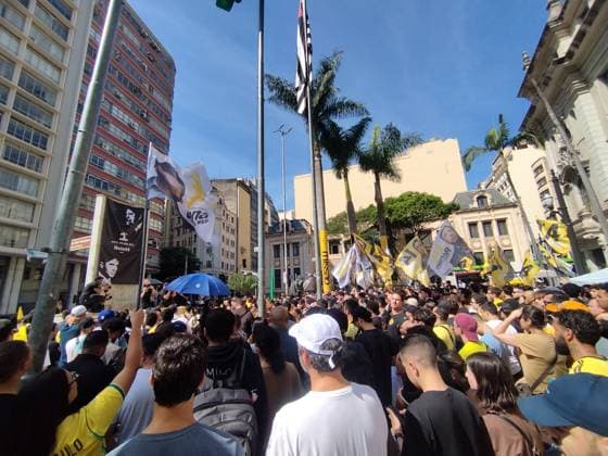 RECORD DATE NOT STATED first act of Renan Santos campaign Sao Paulo (SP), 08 16 2026 - Politics Elections Campaign - First public campaign event of the candidate for president of the Missao party, Renan Santos, in front of the USP Law School in Largo Sao Francisco in downtown Sao Paulo.(Foto: Leandro Chemalle Thenews2 imago images) first act of Renan Santos campaign  Copyright: xLeandroxChemallex