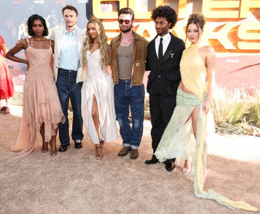 Netflix s Outer Banks Season 5 Event: Pogues For Life A Fan Farewell HOLLYWOOD, LOS ANGELES, CALIFORNIA, USA - AUGUST 15: Carlacia Grant, Drew Starkey, Madison Bailey, Chase Stokes, Jonathan Daviss wearing a Rolex Oyster Perpetual watch and Madelyn Cline wearing a Siedres Dalia Two-Tone Draped Chiffon Gown with Bow Detail arrive at Netflix s Outer Banks Season 5 Event: Pogues For Life A Fan Farewell held at The Ford (The John Anson Ford Amphitheatre) on August 15, 2026 in Hollywood, Los Angeles, California, United States. Hollywood The Ford (The John Anson Ford Amphitheatre) California United States Copyright: xXavierxCollin ImagexPressxAgencyx