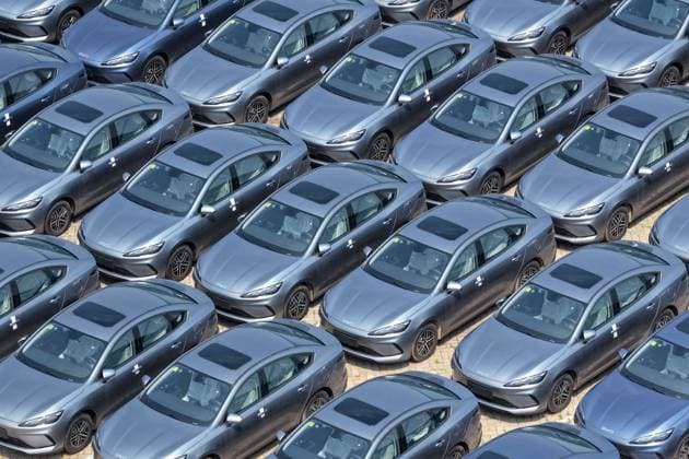 China Automotive Export Aerial view of new BYD electric cars waiting for shipment to overseas markets in a port in Yantai in eastern China s Shandong province, Monday, Aug. 17, 2026., Credit:stringer Utuku Feature China Avalon CHINA, SHANDONG, YANTAI  Copyright: xstringerx xUtuku FeaturexChinax xAvalonx 1124490148