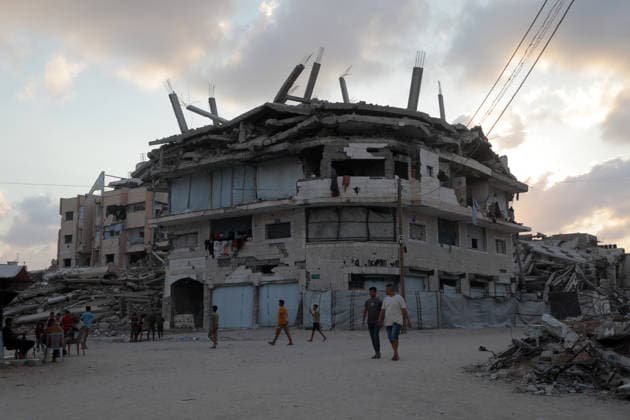 Daily Life Of Palestinians In Destroyed Area - Gaza City Pictures showing the daily life of Palestinians in the war-torn Tel al-Hawa area, Gaza City, Gaza Strip on August 16, 2026. Photo by Rizek Eldremle ABACAPRESS.COM Gaza City Palestine  Copyright: xEldremlexRizek ABACAx