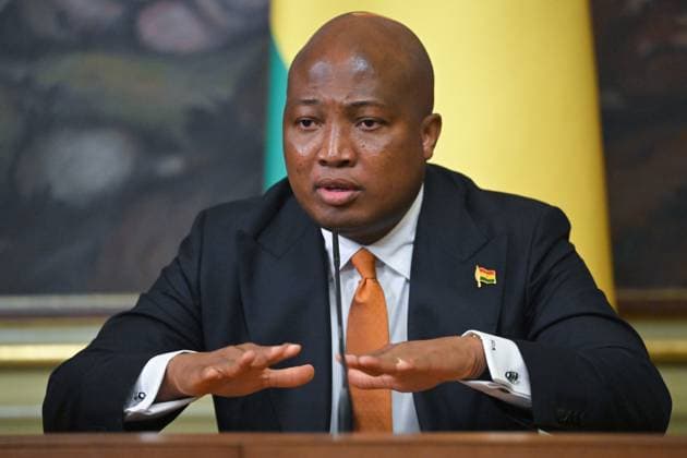 Russia Ghana 9223073 17.08.2026 Ghanaian Foreign Minister Samuel Okudzeto Ablakwa attendÑ‹ a news conference following his meeting with Russian Foreign Minister Sergey Lavrov, in Moscow, Russia. Sergey Guneev Sputnik Moscow Russia  Copyright: xSergeyxGuneevx