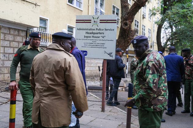 Demonstrators protest police conduct and disappearances in Kenya NAIROBI, KENYA - AUGUST 17: Security forces take measures during a protest outside the National Police Service headquarters in Nairobi, Kenya, on August 17, 2026. Demonstrators gathered to protest cases of brutality and enforced disappearances, calling for the resignation of Kenya s Inspector General of Police Douglas Kanja and demanding investigations into unresolved cases involving missing persons. Lucas Mukasa Anadolu Nairobi Kenya. Editorial use only. Please get in touch for any other usage.  Copyright: x2026xAnadoluxLucasxMukasax
