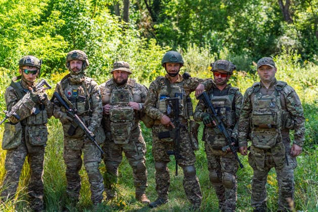 Khartiia brigade trains to counter FPV drones on Ukraine s frontline KHARKIV OBLAST, UKRAINE - AUGUST 17: Members of the air defense unit of the Khartiia Brigade demonstrate training against FPV drones in Kharkiv Oblast, Ukraine, on August 17, 2026. Soldiers attach balloons to FPV drones and practice shooting them down during the exercise. The training aims to improve the ability of air defense and infantry personnel to counter FPV drones in real combat situations along the front lines. Carlo Bravo Anadolu Kharkiv Ukraine. Editorial use only. Please get in touch for any other usage.  Copyright: x2026xAnadoluxCarloxBravox
