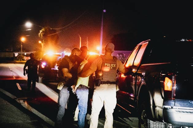 August 17, 2026, Fort Myers, Florida, USA: A coalition of law enforcement agencies which included IMMIGRATION AND CUSTOMS ENFORCEMENT (ICE) Enforcement and Removal Operations (ERO), Lee County SheriffÃ¢â‚¬â ¢s department and Fort Myers Police detain a man and place him in the custody of the federal government. Fort Myers USA - ZUMAd256 20260817_znp_d256_008 Copyright: xDavexDeckerx