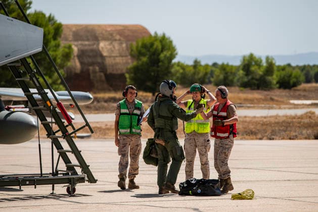 The Eurofighters that participated in the multinational exercise Pitch Black 26 held in Australia are returning to Albacete. The personnel and the six Eurofighters from the 14th Wing that participated in the multinational exercise Pitch Black 26 are returning to Albacete Air Base, on August 17, 2026, in Albacete, Castilla-La Mancha, Spain. Pitch Black 26 was a multinational air exercise held in northern Australia from July 20 to August 7, focusing on high-intensity combat maneuvers and joint missions. Spain participated with six Eurofighters and support aircraft, alongside forces from 21 countries, to strengthen operational coordination among allies. AUGUST 17, 2026 Víctor Ferná Albacete, Castile-La Mancha Albacete, Castile-La Mancha,  Copyright: xVictorxFernandezx 7718786
