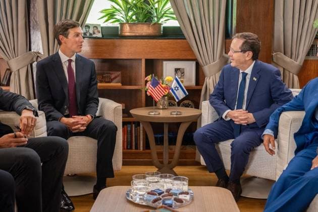 Jared Kushner meets Israeli President Isaac Herzog in Jerusalem JERUSALEM - AUGUST 17: (----EDITORIAL USE ONLY - MANDATORY CREDIT - SHALEV SHALOM - GPO HANDOUT - NO MARKETING NO ADVERTISING CAMPAIGNS - DISTRIBUTED AS A SERVICE TO CLIENTS----) Jared Kushner, adviser and son-in-law to U.S. President Donald Trump (L), meets with Israeli President Isaac Herzog (R) during his visit, in Jerusalem on August 17, 2026. Shalev Shalom (GPO) Handout Anadolu Jerusalem Israel. Editorial use only. Please get in touch for any other usage.  Copyright: x2026xAnadoluxShalevxShalomx(GPO) Handoutx