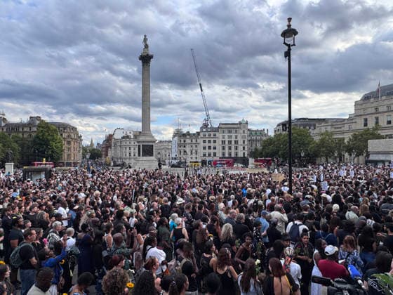 August 17, 2026, London, London, UK: London, UK. People attend a vigil in Trafalgar Square for the British academic Jason Arday who was found dead at his London home. Arday resigned last week as a Cambridge University Professor of sociology of education after allegations of plagiarism and questions about some of his achievements. London UK  - ZUMAl94_ 20260817_zaf_l94_060 Copyright: xRayxTangx