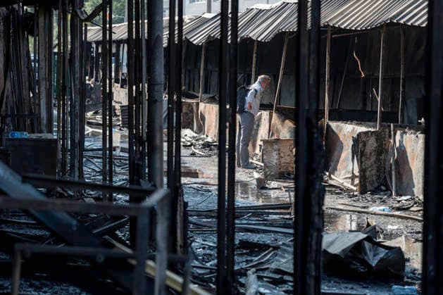 Aftermath Of A Russian Ballistic Missile Strike On Ukraine s Largest Book Market In Ukraine Burned-out market stalls are seen at Ukraine s largest book market in Kyiv, Ukraine, on August 17, 2026, following a fire caused by a Russian ballistic missile attack on the city overnight on August 16. Kyiv Ukraine  Copyright: xMaxymxMarusenkox originalFilename: musiienko-notitle260817_npfIS.jpg
