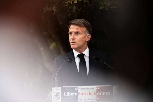 Liberation Ceremony in Bormes-les-Mimosas PHOTOPQR NICE MATIN Camille Dodet Bormes-les-Mimosas Bormes-les-Mimosas August 18, 2026 Photo PQR Camille Dodet Var Matin August 17, 2026 Bormes-les-Mimosas Final Liberation Ceremony in Bormes-les-Mimosas for President of the Republic Emmanuel Macron Photo: PQR, Camille Dodet, Var Matin, August 17, 2026, Bormes-les-Mimosas Final Liberation Ceremony in Bormes-les-Mimosas for President of the Republic Emmanuel Macron French President Emmanuel Macron during a ceremony commemorating the 82nd anniversary of the Allied Operation Dragoon landings in Provence and the liberation of the village of Bormes-les-Mimosas during World War II, in Bormes-les-Mimosas, southeastern France, on August 17, 2026, Bormes-l  Copyright: xPHOTOPQR NICExMATIN MAXPPPxCamillexDodetx 20260817NIM4285 20260817NIM4285