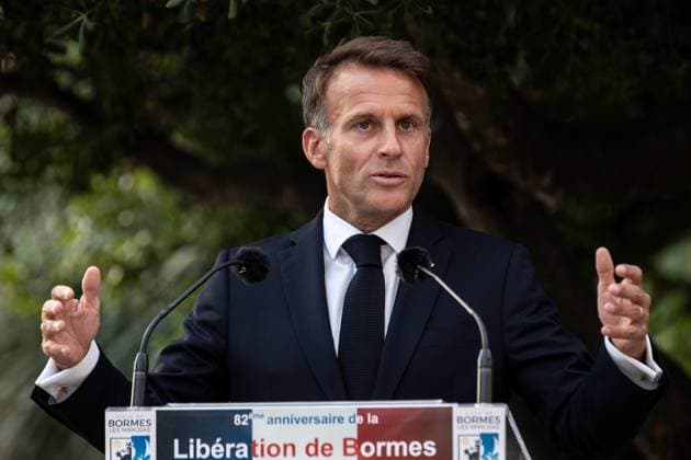 Liberation Ceremony in Bormes-les-Mimosas PHOTOPQR NICE MATIN Camille Dodet Bormes-les-Mimosas Bormes-les-Mimosas August 18, 2026 Photo PQR Camille Dodet Var Matin August 17, 2026 Bormes-les-Mimosas Final Liberation Ceremony in Bormes-les-Mimosas for President of the Republic Emmanuel Macron Photo PQR Camille Dodet Var Matin August 17, 2026 Bormes-les-Mimosas Final Liberation Ceremony in Bormes-les-Mimosas for the President of the Republic Emmanuel Macron French President Emmanuel Macron during a ceremony commemorating the 82nd anniversary of the Allied Operation Dragoon landings in Provence and the liberation of the village of Bormes-les-Mimosas during World War II, in Bormes-les-Mimosas, southeastern France, on August 17, 2026, Bormes-le  Copyright: xPHOTOPQR NICExMATIN MAXPPPxCamillexDodetx 20260817NIM4303 20260817NIM4303