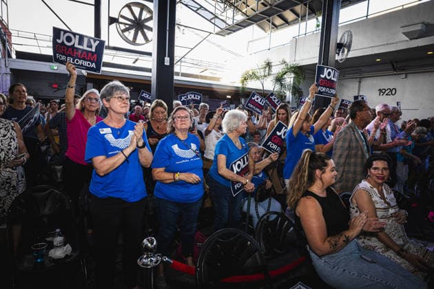August 17, 2026, Tampa, Florida, USA: Democratic gubernatorial candidate DAVID JOLLY holds a final primary campaign rally at 1920 in Historic Ybor City just one day ahead of the elections in what will decide the Democratic nominee for the governors race. Tampa USA - ZUMAd256 20260817_znp_d256_027 Copyright: xDavexDeckerx