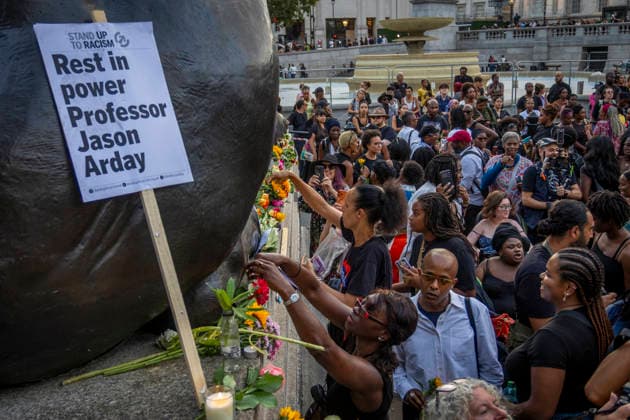 Vigil for Former Cambridge Professor Jason Arday Trafalgar Square, London, August 17, 2026 Thousands gathered in Trafalgar Square for a vigil in memory of former Cambridge professor Jason Arday, who died aged 41 last week. Attendees paid their respects by laying flowers and candles . The vigil, organised by Stand Up to Racism, brought together friends, supporters, academics and members of the public to remember Arday and honour his life and work., Credit:Zak Irfan Avalon  Copyright: xZakxIrfanx xAvalonx 1124826988