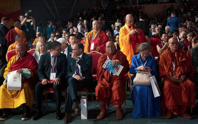 Russia International Buddhist Forum 9223410 18.08.2026 Participants wait before an opening session of the 4th International Buddhist Forum Buddhism in Dialogue with Cultures: The Future of Humanity in Kyzyl, the Republic of Tuva, Russia. Alexei Danichev Sputnik Kyzyl Republic of Tuva Russia  Copyright: xAlexeixDanichevx