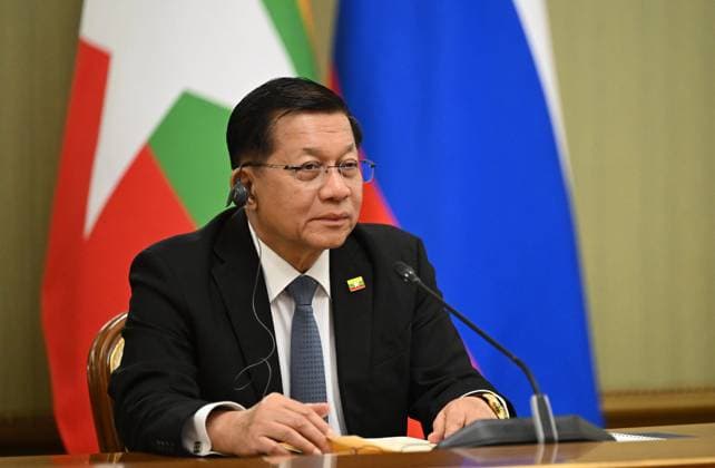Russia Myanmar Mishustin 9223548 18.08.2026 Myanmar President Min Aung Hlaing attends a meeting with Russian Prime Minister Mikhail Mishustin in Moscow, Russia. Alexander Miridonov Sputnik Moscow Russia  Copyright: xAlexanderxMiridonovx
