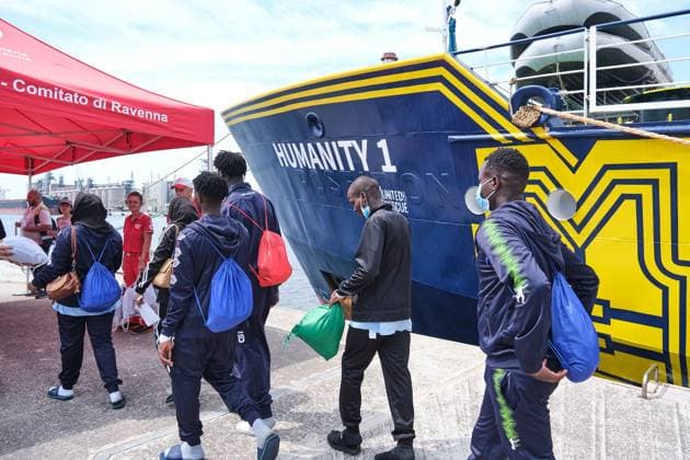 Humanity 1 docks in Ravenna with 73 migrants rescued in Mediterranean MARINA DI RAVENNA, ITALY AUGUST 18, 2026: The Humanity 1, a search-and-rescue vessel operated by German NGO SOS Humanity, docks at the port of Marina di Ravenna, Italy, on August 18, 2026, carrying 73 migrants rescued in the Mediterranean Sea during two operations on August 8 and 13. The group, mainly from Sudan and also including people from Somalia and South Sudan, included 17 minors. Marina di Ravenna Italy Copyright: x xLorenzoxPasinix xJNAxPressx
