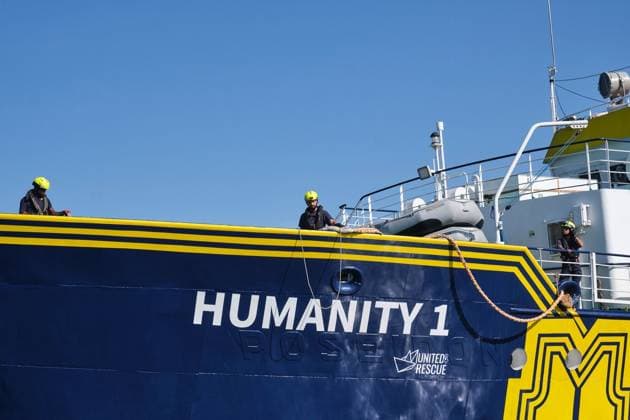 Humanity 1 docks in Ravenna with 73 migrants rescued in Mediterranean MARINA DI RAVENNA, ITALY AUGUST 18, 2026: The Humanity 1, a search-and-rescue vessel operated by German NGO SOS Humanity, docks at the port of Marina di Ravenna, Italy, on August 18, 2026, carrying 73 migrants rescued in the Mediterranean Sea during two operations on August 8 and 13. The group, mainly from Sudan and also including people from Somalia and South Sudan, included 17 minors. Marina di Ravenna Italy Copyright: x xLorenzoxPasinix xJNAxPressx