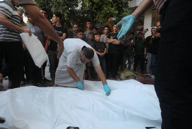 Palestinians Mourn Six Killed in Israeli Strike Near Gaza Port Palestinians mourn the bodies of six people, including a child, at al-Shifa Hospital in Gaza City, on August 18, 2026, after they were killed in an Israeli airstrike that targeted a gathering of civilians near the city’s port, according to Palestinian medical sources. Photo by Bilal Osama apaimages Gaza city Gaza Strip Palestinian Territory 180826_Gaza_BO_01(10) Copyright: xapaimagesxBilalxOsamax xapaimagesx
