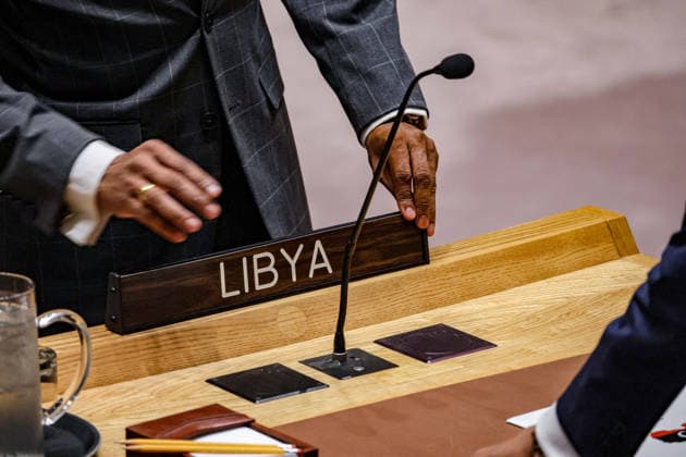 August 18, 2026, New York, New York, United States: A UN conference coordinator places the Libya nameplate ahead of a UN Security Council meeting on the situation in Libya, at UNHQ. New York United States  - ZUMAo116 20260818_znp_o116_022 Copyright: xBiancaxOterox