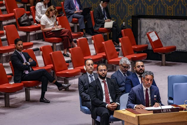August 18, 2026, New York, New York, United States: TAHER M. EL-SONNI, Permanent Representative of Libya to the United Nations, addresses the UN Security Council during a meeting on the situation in Libya, speaking on the political process, national institutions and ongoing security and economic challenges as the country continues efforts towards political stability and elections, at UNHQ. New York United States  - ZUMAo116 20260818_znp_o116_025 Copyright: xBiancaxOterox
