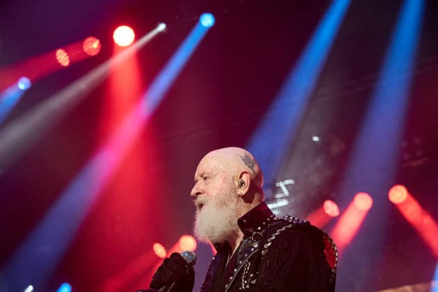 Judas Priest Concert in Pamplona The band Judas Priest during their concert at the Navarra Arena on August 18, 2026, in Pamplona, Navarre, Spain. Judas Priest is a British heavy metal band, formed in Birmingham in the late 1960s and considered one of the genre’s seminal acts. Their sound combines Rob Halford’s high-pitched, powerful vocals with twin guitars, distinctive riffs, and a leather-and-motorcycle aesthetic that helped define the iconography of metal in Spain  Copyright: xEduardoxSanzx 7720248