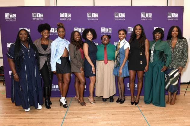 Jocelyn Bioh, Nia Otchere-Sarfo, Denee Benton, Lucia Aremu, Jasmine Amy Rogers, Erin Morton, Jordan Rice, Patina Miller, Heather Alicia Simms, Whitney White at the press conference for SCHOOL GIRLS; OR, THE AFRICAN MEAN GIRLS PLAY Press Meet & Greet, Manhattan Theatre Club Studios, New York, NY, August 17, 2026. Photo By: Quoin Pics Everett Collection SCHOOL GIRLS; OR, THE AFRICAN MEAN GIRLS PLAY Press Meet & Greet PUBLICATIONXNOTxINxCANxCHNxFRAxITAxJPNxNORxPOLxRUSxESPxUKxUSA