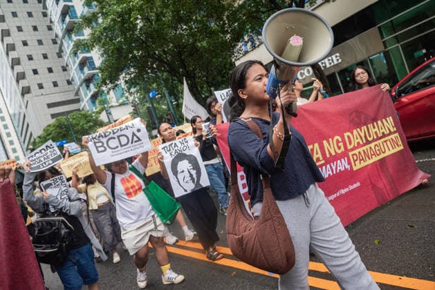 August 19, 2026, Quezon City, Quezon, Philippines: A protest made up of youth groups and progressive sectoral groups marched along the streets of Bonifacio Global City toward the headquarters of the BCDA to reject the proposed Pax Silica. Quezon City Philippines - ZUMAy102 20260819_zip_y102_001 Copyright: xKenosisxYapx