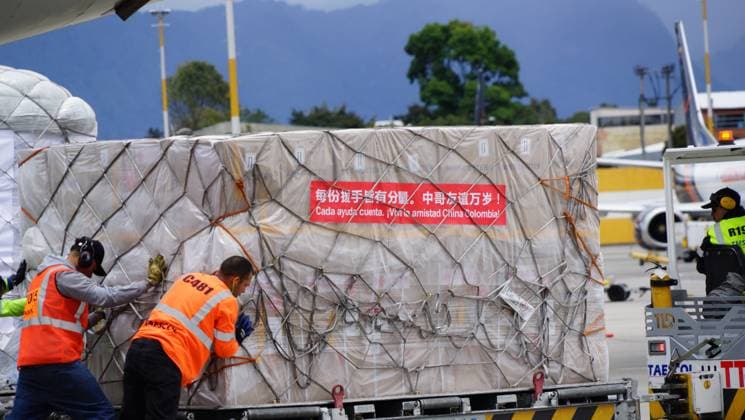 (260819) -- BOGOTA, Aug. 19, 2026 -- Staff members transfer humanitarian earthquake relief supplies provided by the Chinese government at an airport in Bogota, Colombia, Aug. 18, 2026. Humanitarian earthquake relief supplies provided by the Chinese government arrived in Bogota on Tuesday to support Colombia s disaster response and post-disaster reconstruction efforts. ) COLOMBIA-BOGOTA-CHINA-EARTHQUAKE RELIEF ASSISTANCE-ARRIVAL LixZijian 
