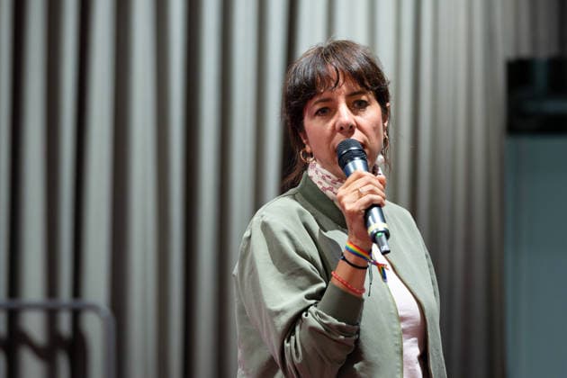 Berlin,18.08.2026,Bitkom Policy Pitch zur Abgeordnetenhauswahl 2026 im Delta Campus Neukölln.Elif Eralp Spitzenkandidatin der Linken für die Abgeordnetenhauswahl 2026 *** Berlin, August 18, 2026—Bitkom Policy Pitch for the 2026 House of Representatives election at Delta Campus Neukölln; Elif Eralp, The Left’s top candidate for the 2026 House of Representatives election