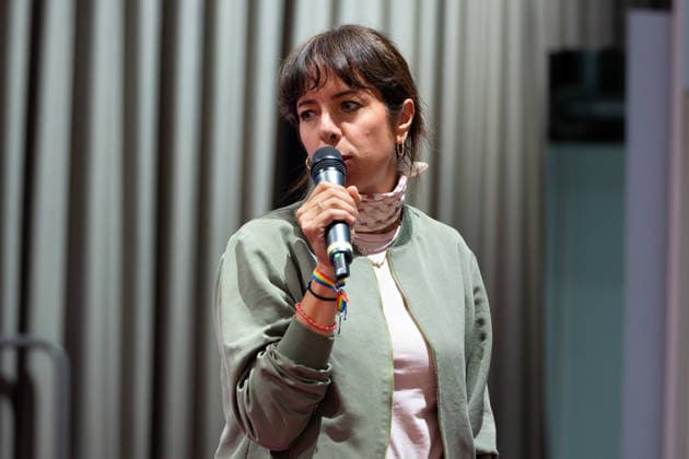 Berlin,18.08.2026,Bitkom Policy Pitch zur Abgeordnetenhauswahl 2026 im Delta Campus Neukölln.Elif Eralp Spitzenkandidatin der Linken für die Abgeordnetenhauswahl 2026 *** Berlin, August 18, 2026—Bitkom Policy Pitch for the 2026 House of Representatives election at Delta Campus Neukölln; Elif Eralp, The Left’s top candidate for the 2026 House of Representatives election