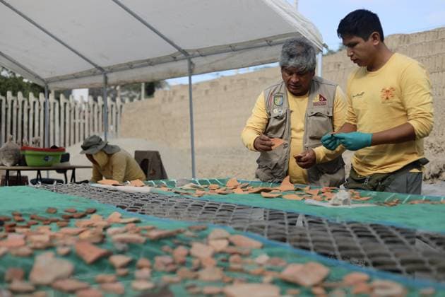 1,400-year-old human remains discovered at Huaca Pucllana in Lima LIMA, PERU - AUGUST 19: Archaeologists work on the excavation of recently discovered skeletal remains at the Huaca Pucllana archaeological site, one of Lima’s main pre-Hispanic landmarks, on August 19, 2026, in Lima, Peru. Klebher Vasquez Anadolu Lima Peru. Editorial use only. Please get in touch for any other usage.  Copyright: x2026xAnadoluxKlebherxVasquezx