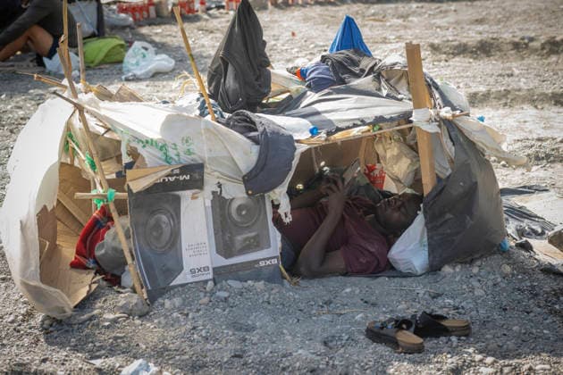 The humanitarian crisis in Ceuta continues. Migrants camped on Trampolín Beach, August 19, 2026, in Ceuta, Spain. Ceuta continues to face a serious humanitarian crisis following the historic mass influx of more than 70,000 migrants who swam across the Tarajal on July 30 and 31. Although the police deployment and border reinforcement by Moroccan authorities have succeeded in curbing the influx, the autonomous city continues to face a serious humanitarian, health, and security crisis. August 19, 2026, Spain  Copyright: xMarcosxMorenox 7721078