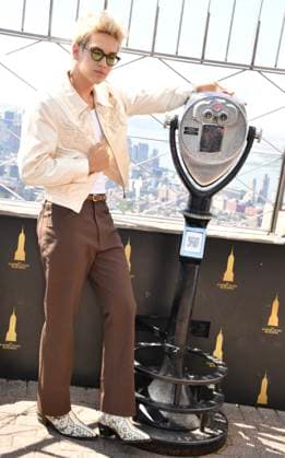 NEW YORK, NY - AUGUST 19: Hudson Stone at the Empire State Building to celebrate the release of Disney™s Camp Rock 3. on August 19, 2026 in New York City. Copyright: xMediaPunchx
