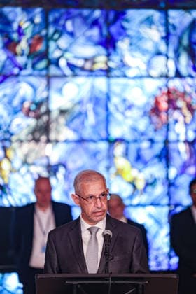 August 19, 2026, New York, New York, United States: MOHAMMED SAHIB MEJID MARZOOQ, Deputy Permanent Representative of Iraq to the United Nations, speaks in front of the Chagall stained-glass window in the UN Visitors Centre at UNHQ during an observance of World Humanitarian Day and the anniversary of the 19 August 2003 bombing of the UN headquarters at the Canal Hotel in Baghdad, Iraq. New York United States - ZUMAo116 20260819_znp_o116_017 Copyright: xBiancaxOterox
