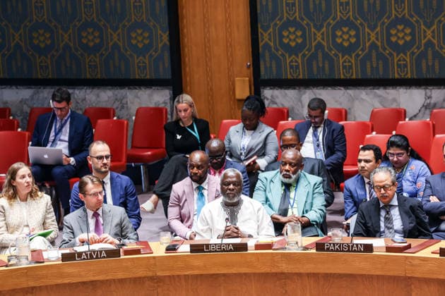 August 19, 2026, New York, New York, United States: Ambassador LEWIS GARSEEDAH BROWN II, Permanent Representative of Liberia to the United Nations, addresses the United Nations Security Council during an open debate on the working methods of the Council at UNHQ. The discussion included incoming Council members outlining their priorities and intentions ahead of taking their seats in the coming year, while other representatives addressed concerns over the CouncilÃ¢â‚¬â ¢s working methods and the need for reform. The meeting comes ahead of the 81st session of the UN General Assembly and during the process to select and appoint the next UN Secretary-General, placing additional focus on the relationship between the Security Council and General A - ZUMAo116 20260819_znp_o116_031 Copyright: xBiancaxOterox