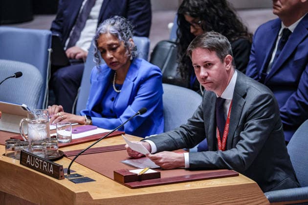 August 19, 2026, New York, New York, United States: STEFAN PRETTERHOFER, Deputy Permanent Representative of Austria to the UN, addresses the United Nations Security Council during an open debate on the working methods of the Council at UNHQ. The discussion included incoming Council members outlining their priorities and intentions ahead of taking their seats in the coming year, while other representatives addressed concerns over the CouncilÃ¢â‚¬â ¢s working methods and the need for reform. The meeting comes ahead of the 81st session of the UN General Assembly and during the process to select and appoint the next UN Secretary-General, placing additional focus on the relationship between the Security Council and General Assembly. New York Un - ZUMAo116 20260819_znp_o116_051 Copyright: xBiancaxOterox