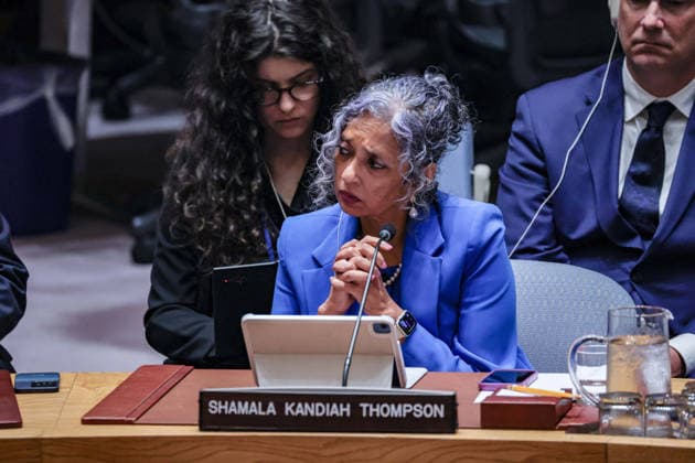 August 19, 2026, New York, New York, United States: SHAMALA KANDIAH THOMPSON, Executive Director of Security Council Report, looks towards a speaker with hands clasped in the United Nations Security Council during an open debate on the working methods of the Council at UNHQ. The discussion included incoming Council members outlining their priorities and intentions ahead of taking their seats in the coming year, while other representatives addressed concerns over the CouncilÃ¢â‚¬â ¢s working methods and the need for reform. The meeting comes ahead of the 81st session of the UN General Assembly and during the process to select and appoint the next UN Secretary-General, placing additional focus on the relationship between the Security Council - ZUMAo116 20260819_znp_o116_054 Copyright: xBiancaxOterox