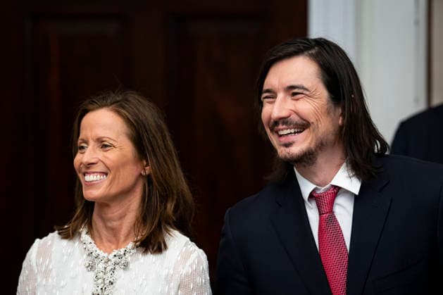 Trump Meets Technology Leaders WASHINGTON, DC - AUGUST 19: Adena Friedman, chief executive officer of Nasdaq Inc., left, and Vlad Tenev, chief executive officer of Robinhood Markets Inc., during a meeting with US President Donald Trump, not pictured, in the Roosevelt Room of the White House in Washington, DC, US, on Wednesday, Aug. 19, 2026. Credit: CNP AdMedia Washington District of Columbia United States of America EDITORIAL USE ONLY  Copyright: xx CNPx xAdMediax admphotosthree012087