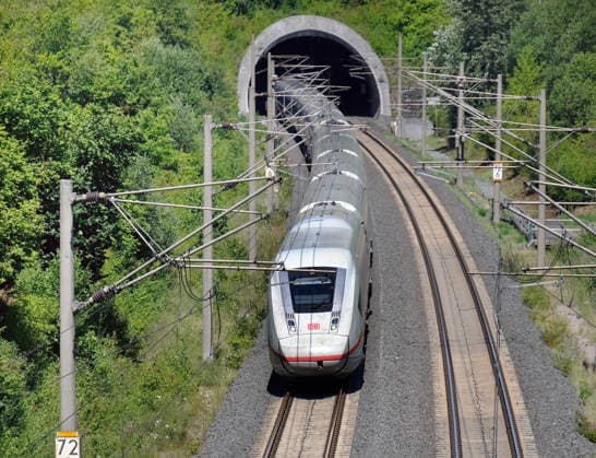 Insights from a train ride starting at Göttingen Central Station and ending at Hanover Central Station on the ICE route near Northeim; a train trip in Germany on the ICE