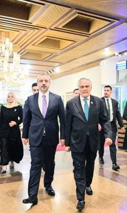 Pakistan Foreign Minister Mohammad Ishaq Dar meets Syrian counterpart in Islamabad ISLAMABAD, PAKISTAN - AUGUST 20: (----EDITORIAL USE ONLY - MANDATORY CREDIT - FOREIGN MINISTRY OF PAKISTAN HANDOUT - NO MARKETING NO ADVERTISING CAMPAIGNS - DISTRIBUTED AS A SERVICE TO CLIENTS----) Pakistan s Deputy Prime Minister and Foreign Minister Mohammad Ishaq Dar welcomes Syrian Foreign Minister Asaad Hassan Al-Shaibani at the Ministry of Foreign Affairs in Islamabad, Pakistan, on August 20, 2026. Marking the first Foreign Minister-level visit between Pakistan and Syria in nearly two decades, the two top diplomats are set to hold one-on-one talks followed by delegation-level meetings to discuss the full spectrum of bilateral relations and explore  Copyright: x2026xAnadoluxForeignxMinistryxofxPakistanx