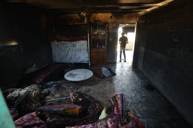 Palestinians Inspect Fire-Damaged Home South of Hebron Palestinians inspect a house damaged by fire that residents said was set by Israeli settlers in the Khallat al-Farra area of Yatta, south of Hebron, in the West Bank, on August 20, 2026. Photo by Mamoun Wazwaz apaimages Hebron West Bank Palestinian Territory 200826_Hebron_MW_01(13) Copyright: xapaimagesxMamounxWazwazx xapaimagesx