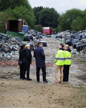 Prime Minister Andy Burnham visits Bradford 20 08 2026. Bradford, United Kingdom. Prime Minister Andy Burnham and Angela Eagle, Secretary of State for Environment, Food and Rural Affairs visit the Midland Road illegal waste site in Bradford., Credit:Ben Perry B66 Avalon United Kingdom, West Yorkshire, Bradford, 10 Downing Street  Copyright: xBenxPerryx xB66x xAvalonx 1126286302