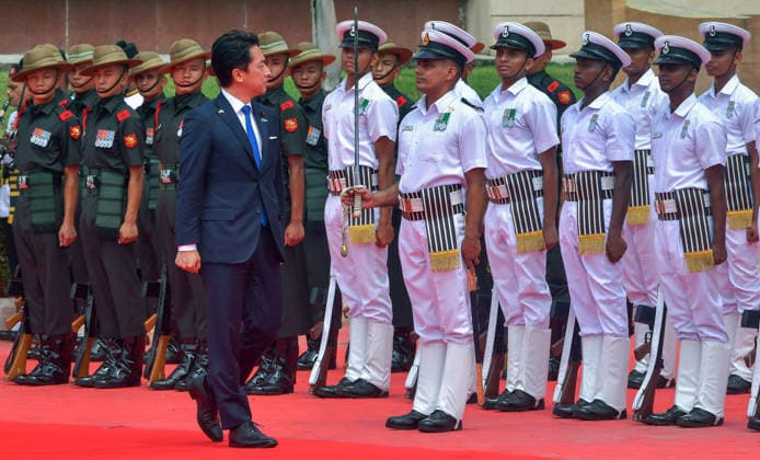Tri-Services Guard of Honour for Japan s Defence Minister ShinjirÅ Koizumi at Manekshaw Centre New Delhi, Aug 20 (ANI): Japan s Defence Minister ShinjirÅ Koizumi inspects the tri-services Guard of Honour at Manekshaw Centre, in New Delhi on Thursday. NEW DELHI Delhi India Copyright: xANIx ANI_20260820171